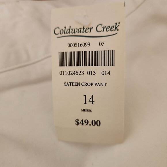 NEW Coldwater Creek Pants Size 14 Sateen Crop White NWT‎ See Description - Picture 6 of 11